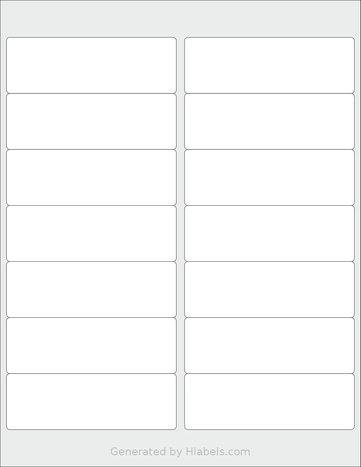 Worldlabel® WL-100 template with 14 rectangular 4 x 1.32 inch labels per sheet, on Letter-size adhesive blank label sheets.