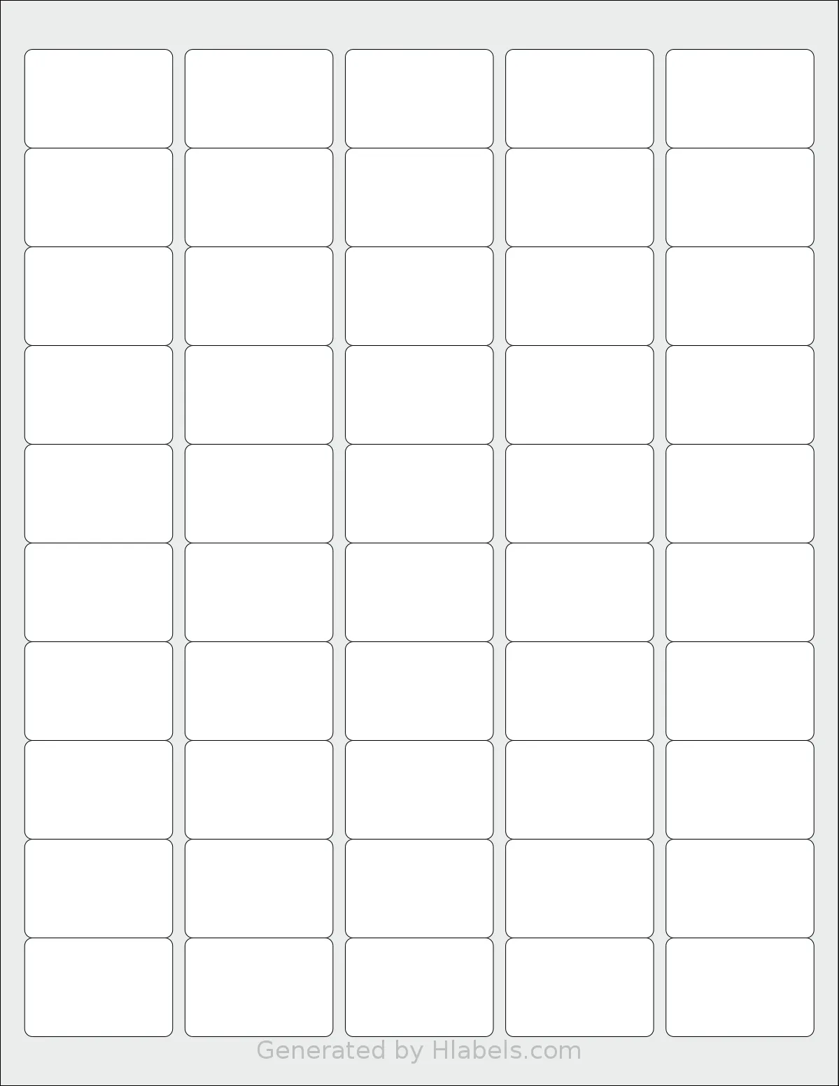 Worldlabel® WL-1000 template with 50 rectangular 1.5 x 1 inch labels per sheet, on Letter-size adhesive blank label sheets.