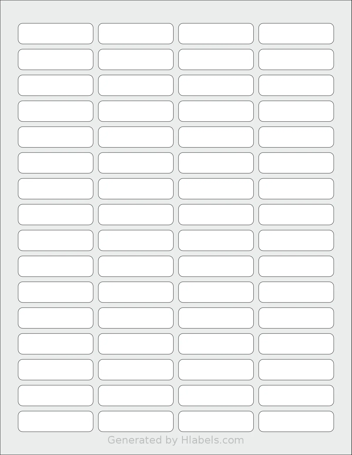 Worldlabel® WL-1050 template with 64 rectangular 1.813 x 0.5 inch labels per sheet, on Letter-size adhesive blank label sheets.