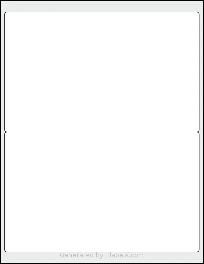 Worldlabel® WL-159 template with 2 rectangular 8.13 x 5 inch labels per sheet, on Letter-size adhesive blank label sheets.
