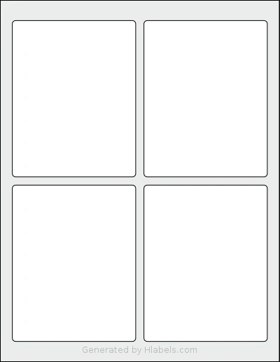 Worldlabel® WL-162 template with 4 rectangular 3.75 x 4.75 inch labels per sheet, on Letter-size adhesive blank label sheets.