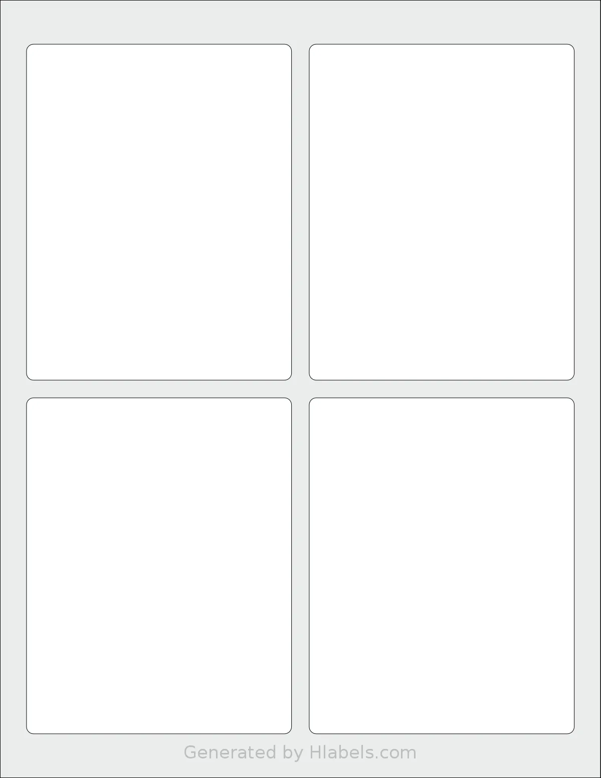 Worldlabel® WL-162 template with 4 rectangular 3.75 x 4.75 inch labels per sheet, on Letter-size adhesive blank label sheets.