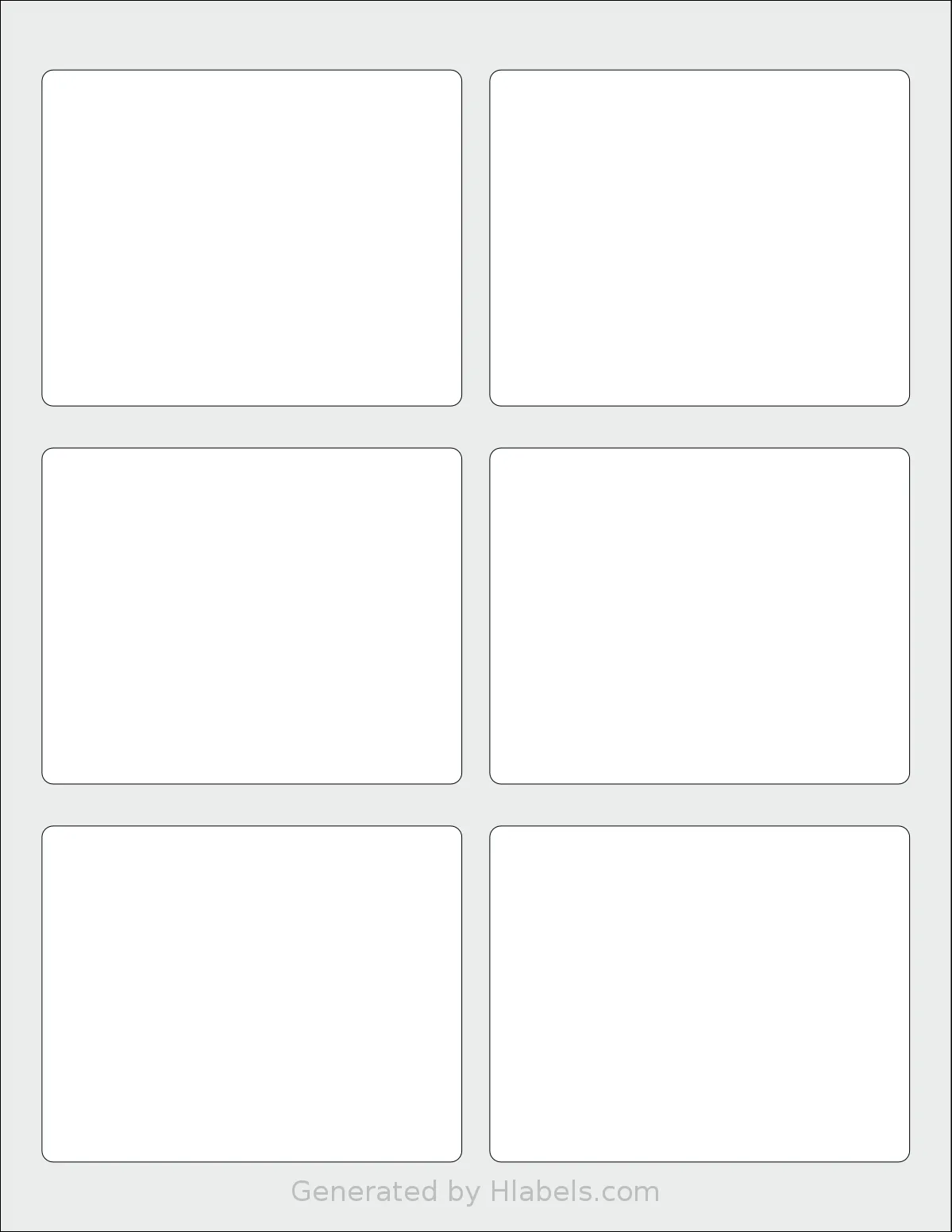 Worldlabel® WL-172 template with 6 rectangular 3.75 x 3 inch labels per sheet, on Letter-size adhesive blank label sheets.