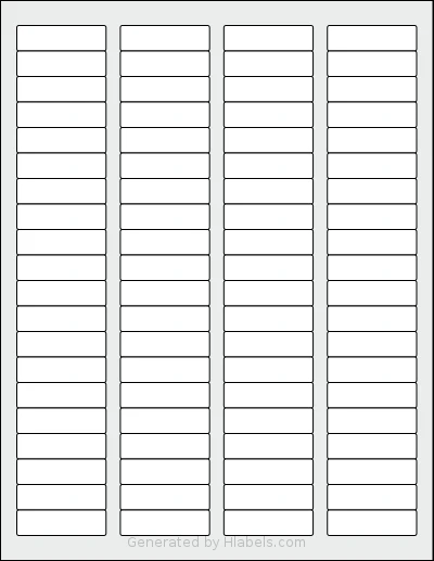 Worldlabel® WL-25 template with 80 rectangular 1.75 x 0.5 inch labels per sheet, on Letter-size adhesive blank label sheets.