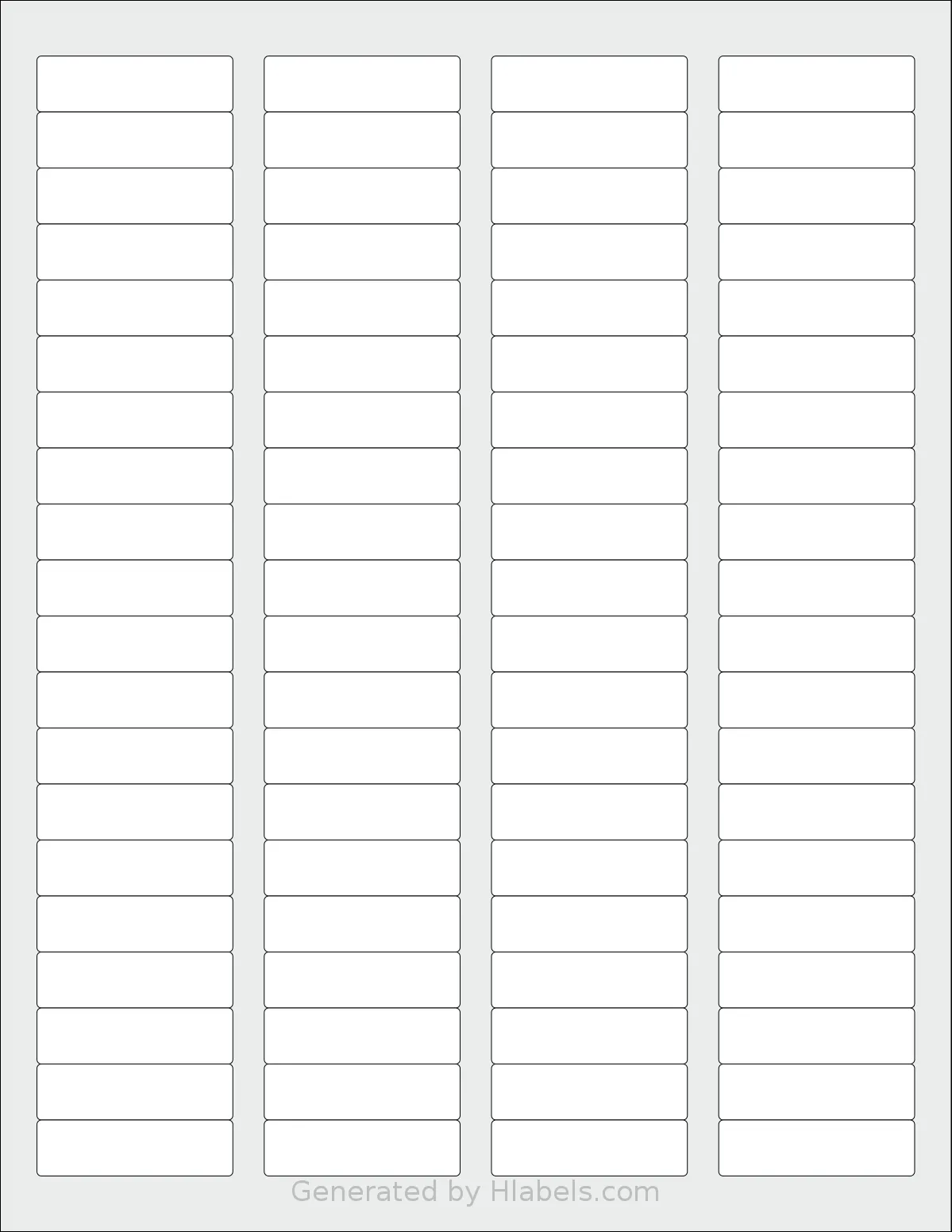 Worldlabel® WL-25 template with 80 rectangular 1.75 x 0.5 inch labels per sheet, on Letter-size adhesive blank label sheets.