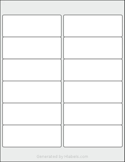 Worldlabel® WL-250 template with 12 rectangular 4 x 1.5 inch labels per sheet, on Letter-size adhesive blank label sheets.