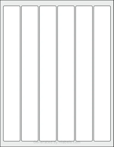 Worldlabel® WL-2530 template with 6 rectangular 1.25 x 10.125 inch labels per sheet, on Letter-size adhesive blank label sheets.