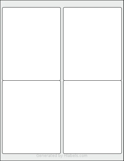 Worldlabel® WL-475 template with 4 rectangular 4 x 5 inch labels per sheet, on Letter-size adhesive blank label sheets.