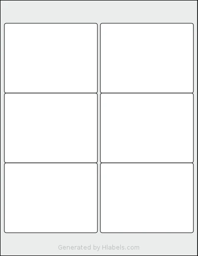 Worldlabel® WL-500 template with 6 rectangular 4 x 3 inch labels per sheet, on Letter-size adhesive blank label sheets.