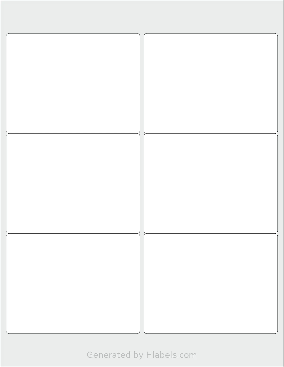 Worldlabel® WL-500 template with 6 rectangular 4 x 3 inch labels per sheet, on Letter-size adhesive blank label sheets.