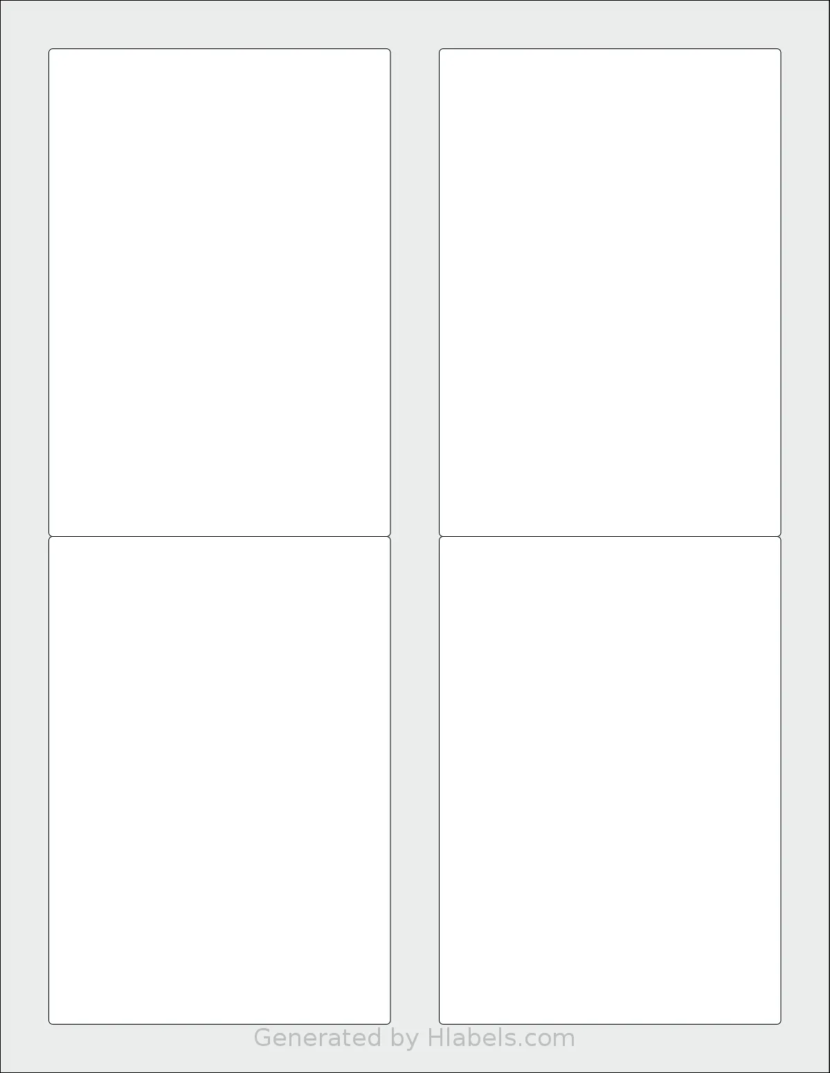 Worldlabel® WL-5100 template with 4 rectangular 3.5 x 5 inch labels per sheet, on Letter-size adhesive blank label sheets.