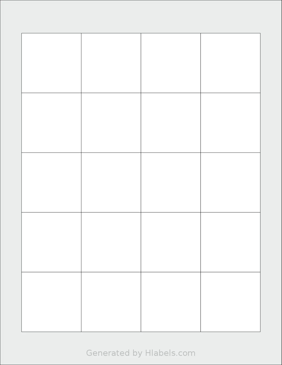 Worldlabel® WL-5175 template with 20 square 1.8 x 1.8 inch labels per sheet, on Letter-size adhesive blank label sheets.