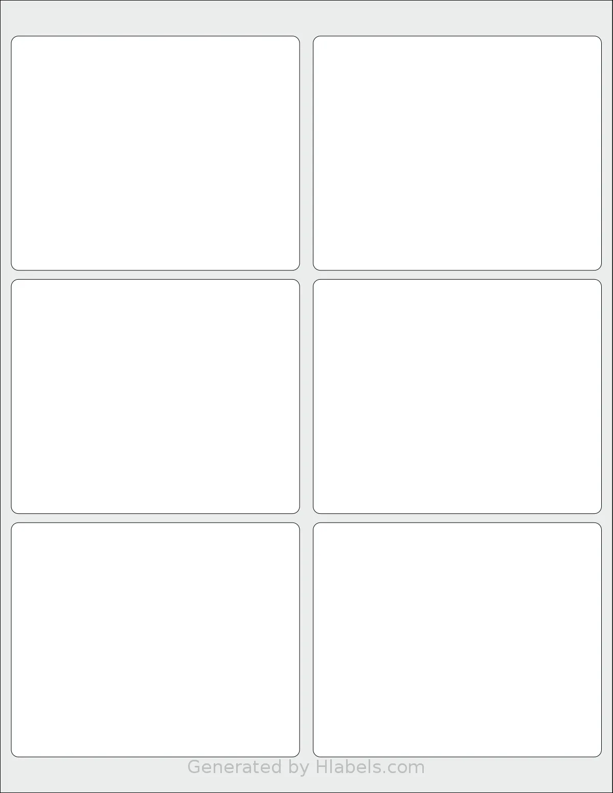 Worldlabel® WL-525 template with 6 rectangular 4 x 3.25 inch labels per sheet, on Letter-size adhesive blank label sheets.