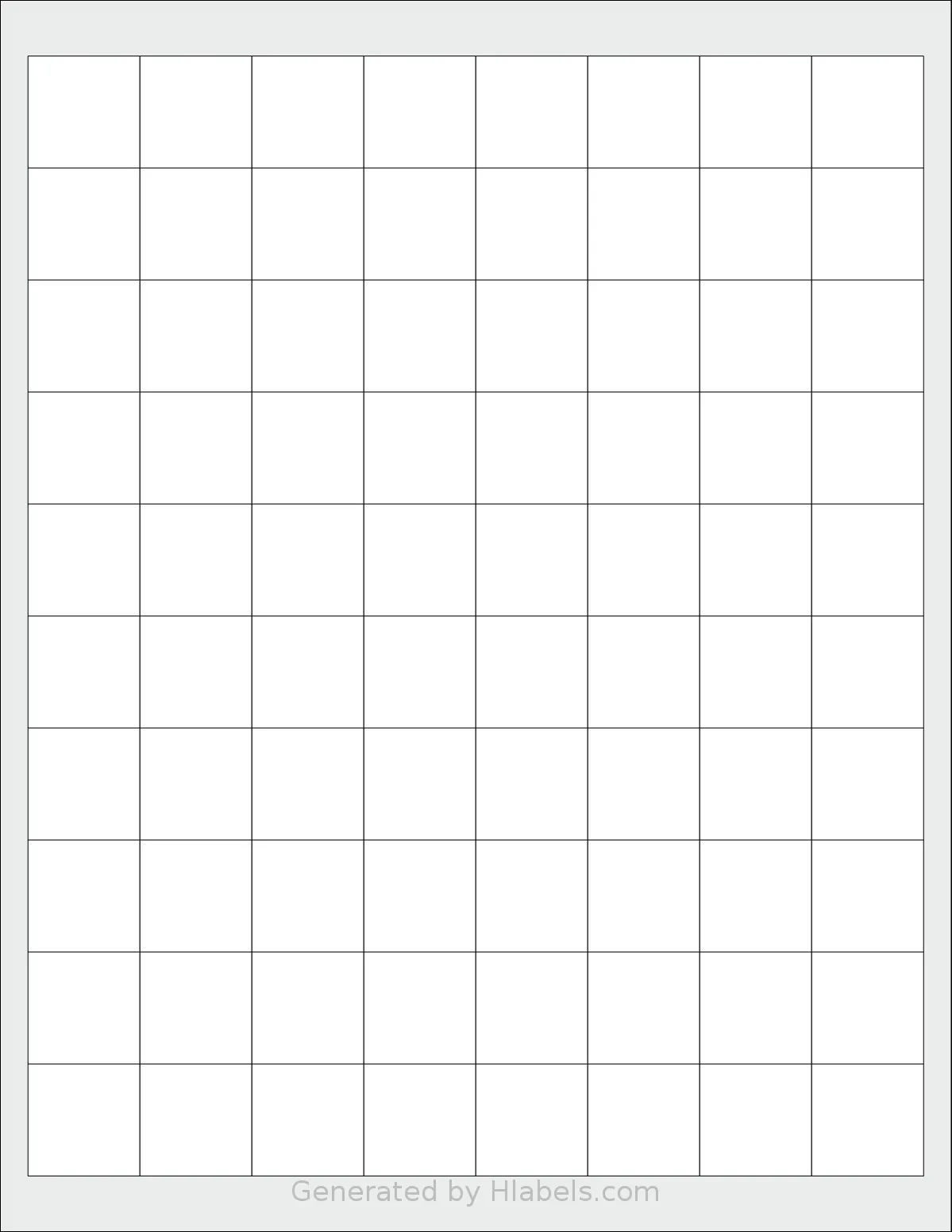 Worldlabel® WL-5425 template with 80 square 1 x 1 inch labels per sheet, on Letter-size adhesive blank label sheets.