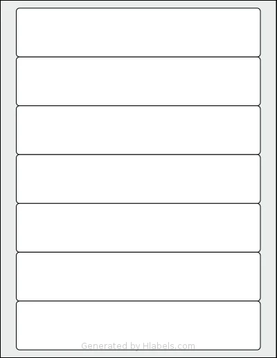 Worldlabel® WL-5450 template with 7 rectangular 7.5 x 1.5 inch labels per sheet, on Letter-size adhesive blank label sheets.