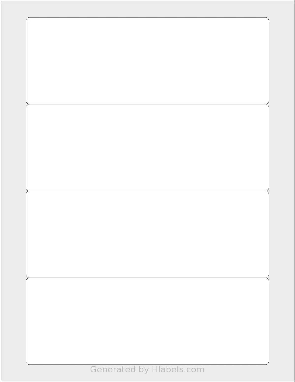 Worldlabel® WL-6200 template with 4 rectangular 7 x 2.5 inch labels per sheet, on Letter-size adhesive blank label sheets.