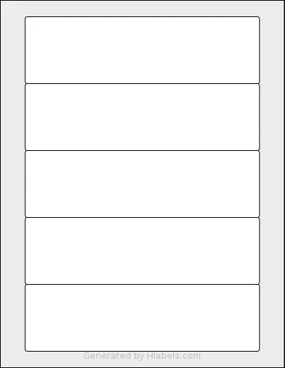 Worldlabel® WL-7000 template with 5 rectangular 7 x 2 inch labels per sheet, on Letter-size adhesive blank label sheets.