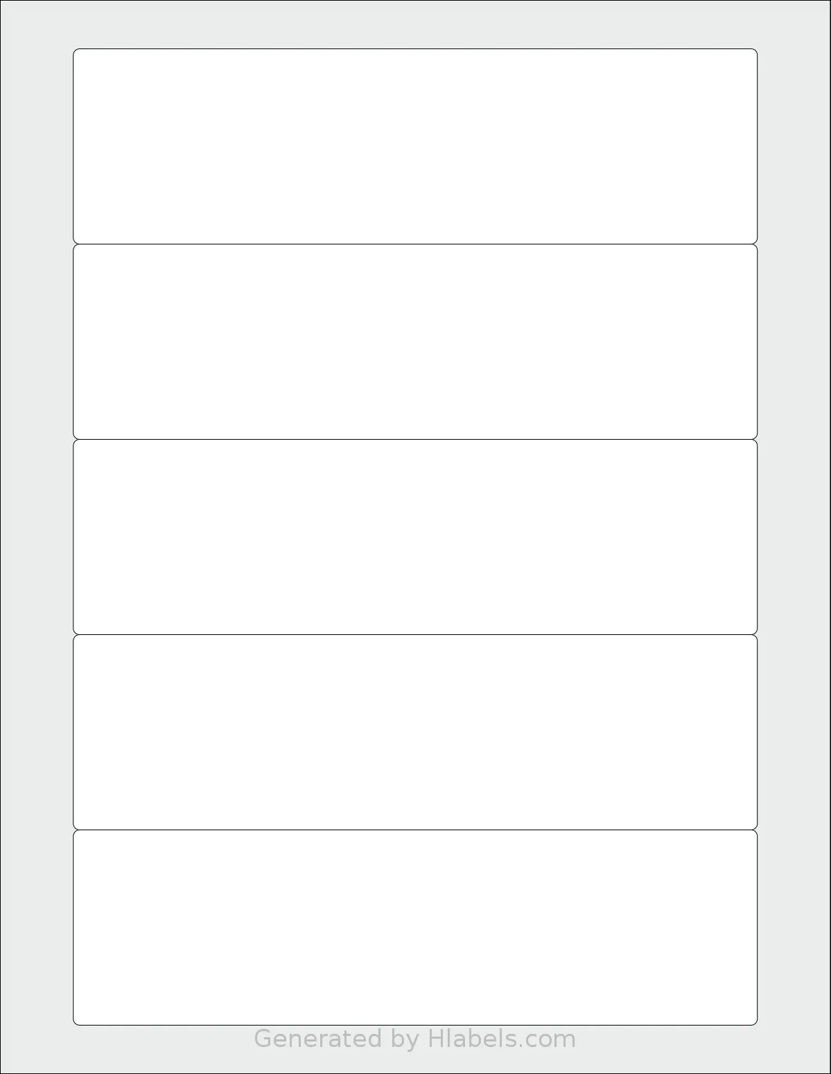 Worldlabel® WL-7000 template with 5 rectangular 7 x 2 inch labels per sheet, on Letter-size adhesive blank label sheets.