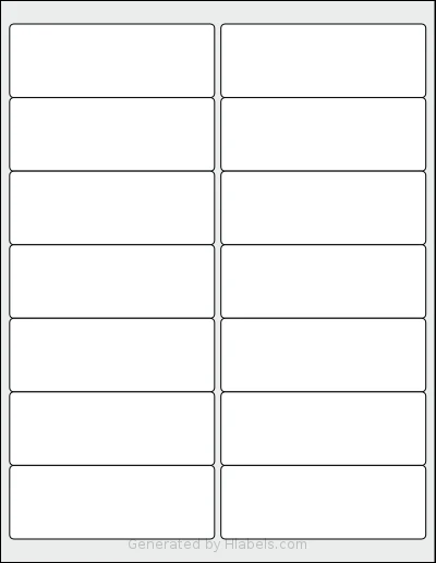 Worldlabel® WL-725 template with 14 rectangular 4 x 1.4375 inch labels per sheet, on Letter-size adhesive blank label sheets.