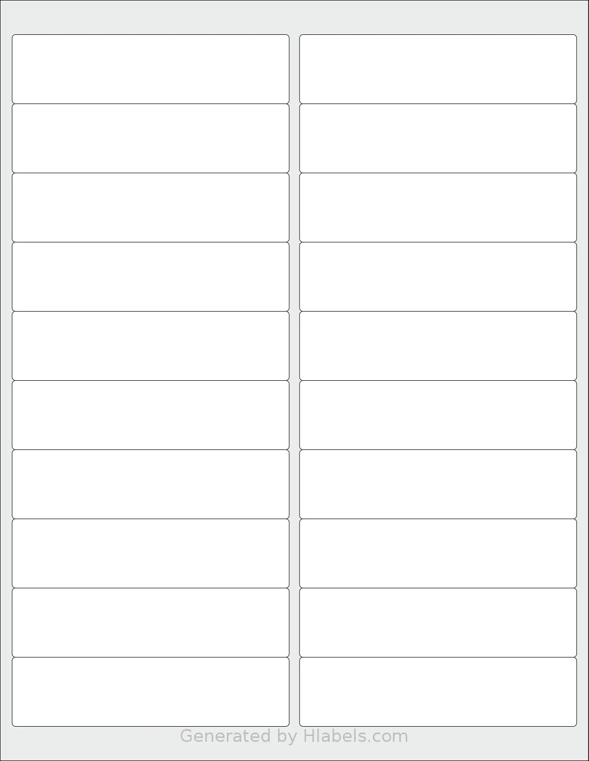 Worldlabel® WL-75 template with 20 rectangular 4 x 1 inch labels per sheet, on Letter-size adhesive blank label sheets.