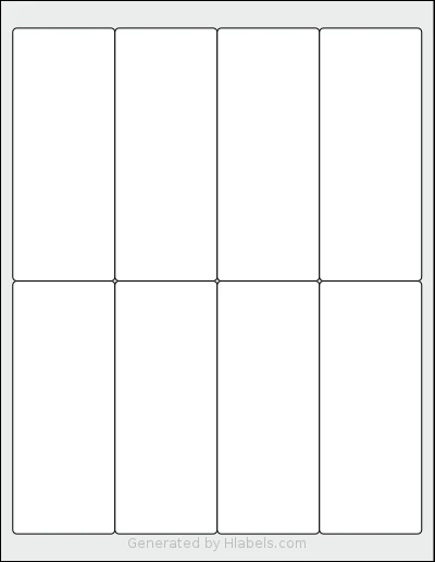 Worldlabel® WL-8250 template with 8 rectangular 2 x 4.95 inch labels per sheet, on Letter-size adhesive blank label sheets.