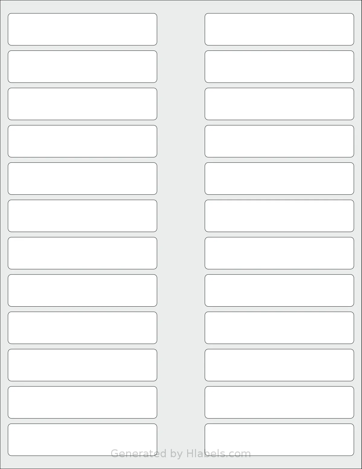 Worldlabel® WL-850 template with 24 rectangular 3.5 x 0.75 inch labels per sheet, on Letter-size adhesive blank label sheets.