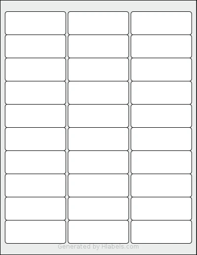 Worldlabel® WL-875 template with 30 rectangular 2.625 x 1 inch labels per sheet, on Letter-size adhesive blank label sheets.