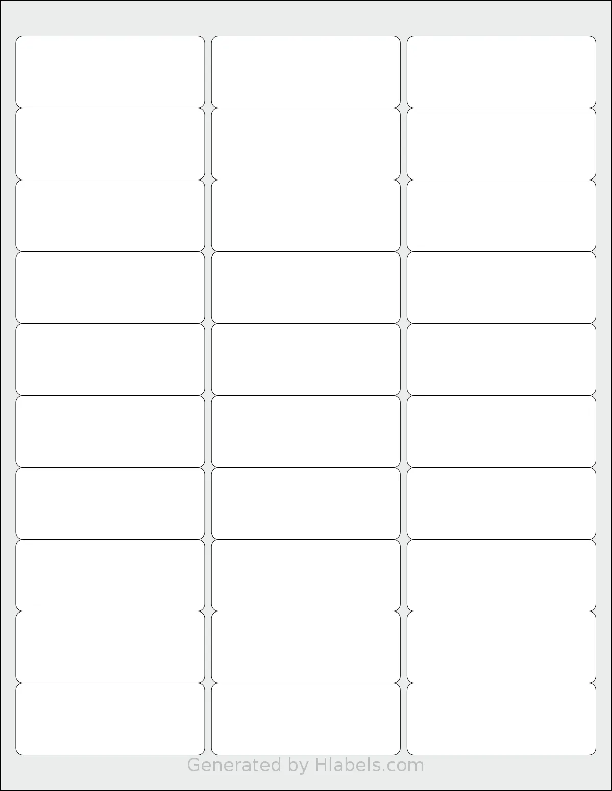 Worldlabel® WL-875 template with 30 rectangular 2.625 x 1 inch labels per sheet, on Letter-size adhesive blank label sheets.