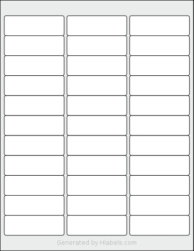 Worldlabel® WL-950 template with 33 rectangular 2.625 x 0.875 inch labels per sheet, on Letter-size adhesive blank label sheets.