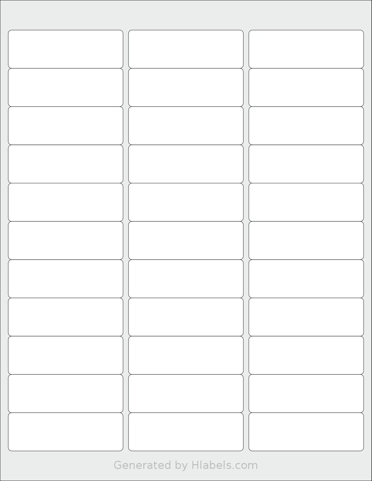 Worldlabel® WL-950 template with 33 rectangular 2.625 x 0.875 inch labels per sheet, on Letter-size adhesive blank label sheets.